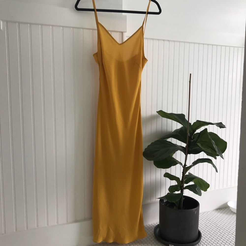The ANDY by slipdres. Silk chiffon mustard yellow.